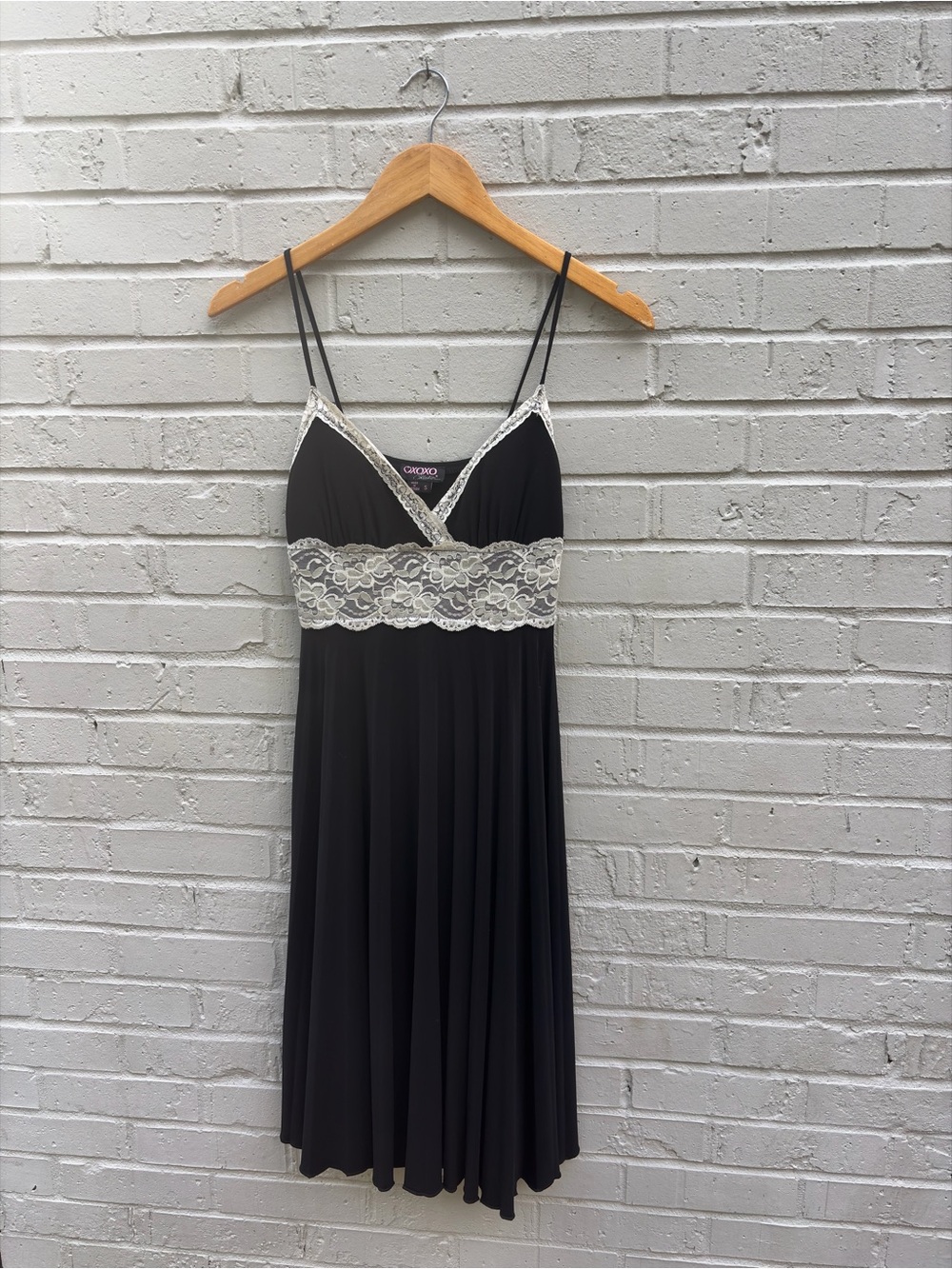 Vintage Y2K XOXO Whimsy Flowing Black And Cream Lace Dress